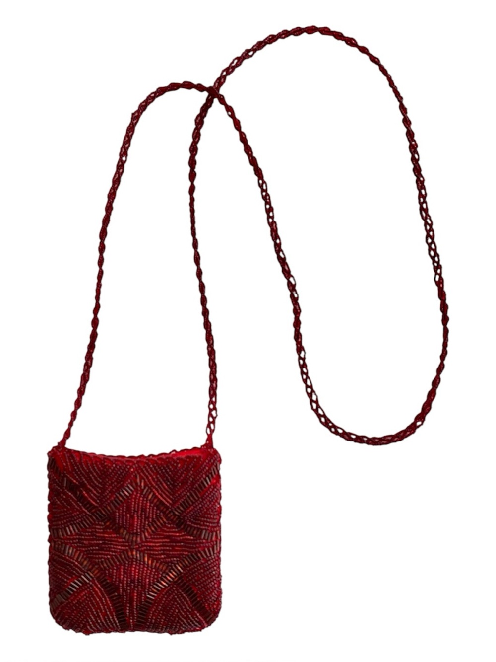Vintage Mr Ernest Red Beaded Crossbody Mini Bag Purse